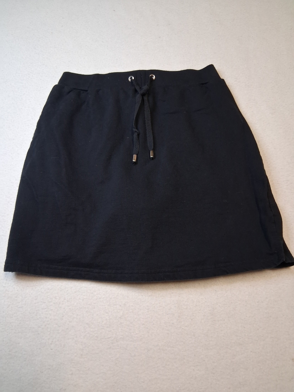 Black Skort 100% Cotton Drawstring Mini Skirt